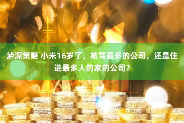 泸深策略 小米16岁了，被骂最多的公司，还是住进最多人的家的公司？