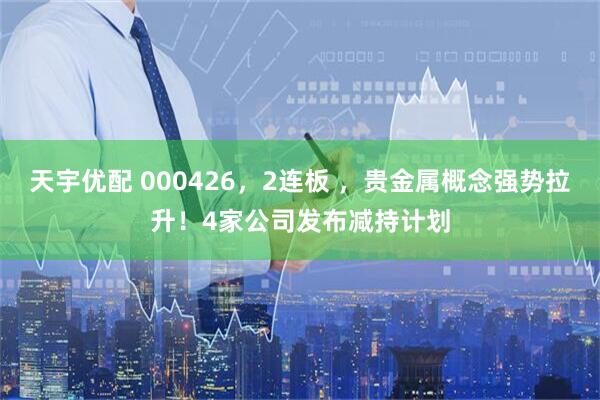 天宇优配 000426，2连板 ，贵金属概念强势拉升！4家公司发布减持计划